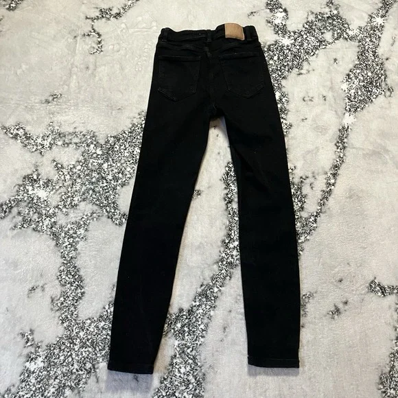 Zara Jeans Womens Size 4 Black Skinny Leg Mid Rise Denim Minimalist Stretch - Picture 6 of 9